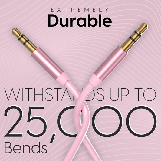 CTG Nylon mesh 3.5mm to 3.5mm 1M (3.28ft) Auxiliary Cable Assorted Pink.