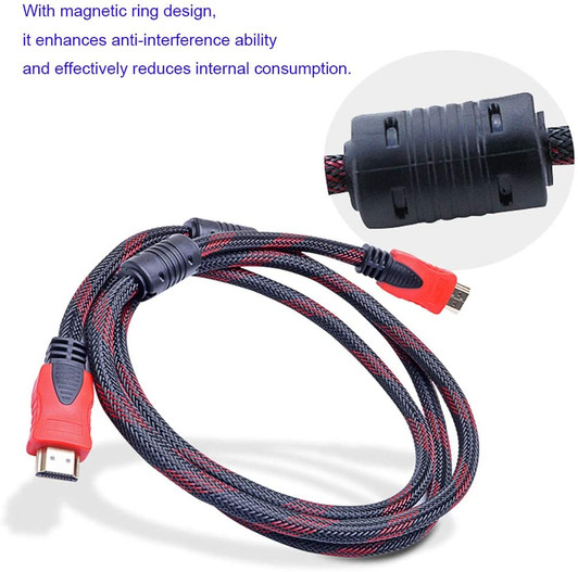 CTG 65Ft (20M - 65.6Ft) Red Nylon Mesh HDMI Male to Male 1.4V Cable, Support 4K