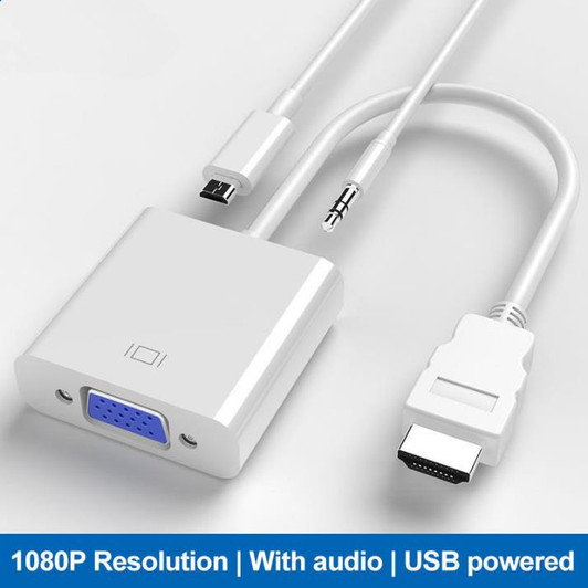 CTG HDMI to VGA Male to Female with 3.5mm audio & power Supply - White
