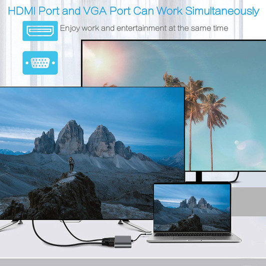 CTG 4 in 1 USB Hub, USB-C Multiport Adapter With HDMI, VGA,100W Power With USB 3.0 Port.