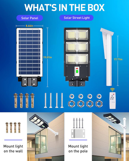 LED Solar Street Light with Pole 300 Watts With Remote Control