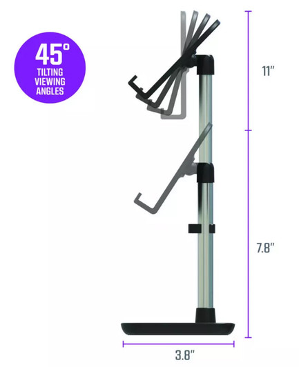 Fleximount Smartphone And Tablet Stand Expands 11" and Tilt 45 Degree
