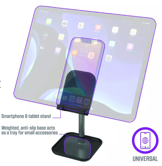 Fleximount Smartphone And Tablet Stand Expands 11" and Tilt 45 Degree