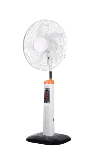 16" Rechargable fan With LED light, Remote ,Solar Panel And USB-A Port For Charging