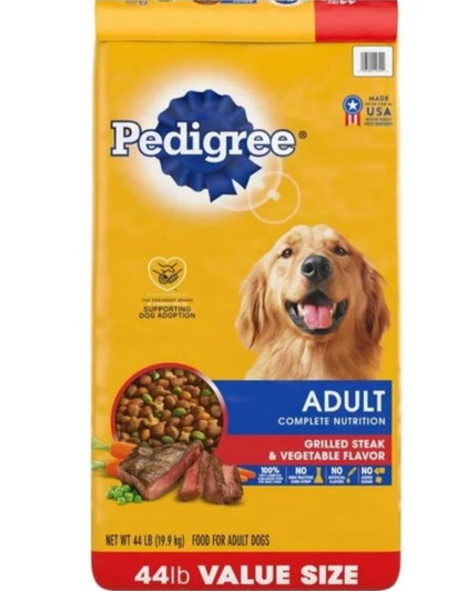 PEDIGREE Complete Nutrition Grilled Steak & Vegetable Dry Dog Food for Adult Dog, 44 lb Bag