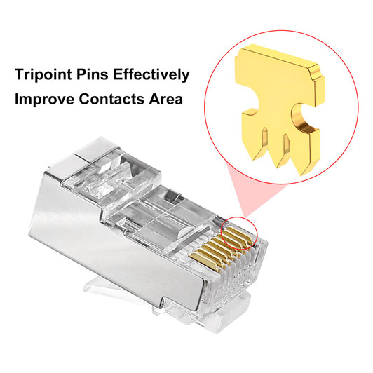 NA RJ45 Shielded Pass Through Connectors Pack Of 100