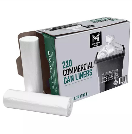 Member's Mark 50 Gallon Commercial Trash Bags 220 ct.