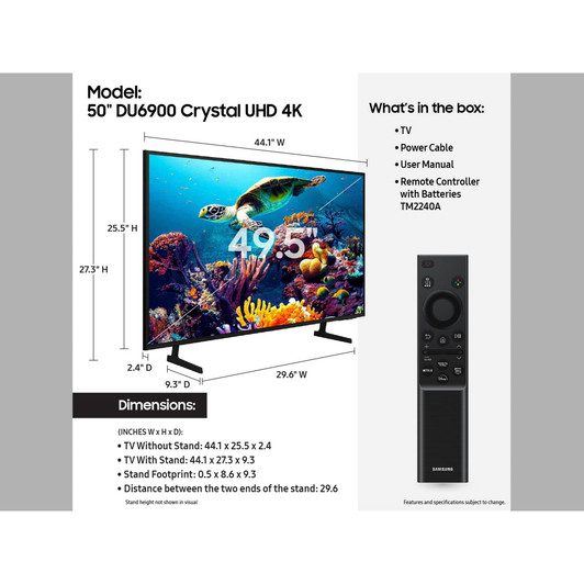 SAMSUNG 50"  Class DU6900 Crystal UHD 4K Smart TV
