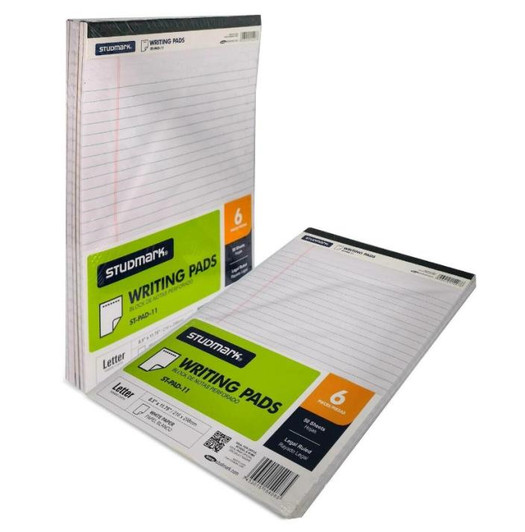 Studmark Writing Pads 8.5"X11.75" (216X298mm) Pack of 12 -White.
