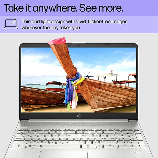 Hp 15.6" i3 8GB DDR4 256GB SSD Finger Print Reader Intel UHD Graphics 12th Gen Win 11 Home-Silver