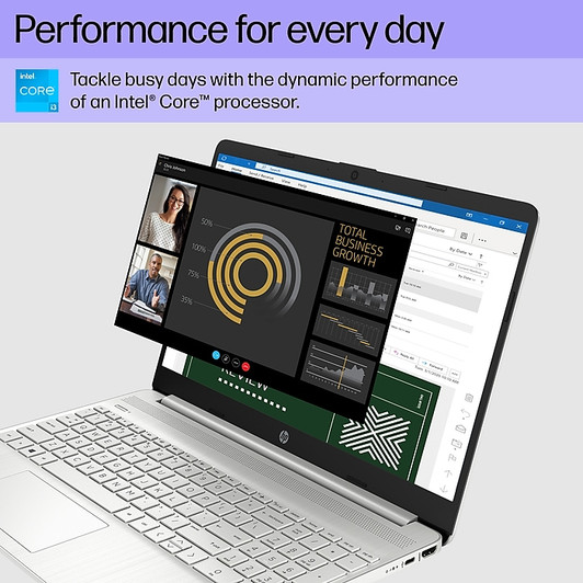 Hp 15.6" i3 8GB DDR4 256GB SSD Finger Print Reader Intel UHD Graphics 12th Gen Win 11 Home-Silver