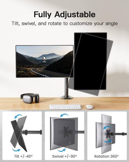 HUANUO Dual Monitor Mount for 2 Monitors 13" to 30", Heavy Duty Dual Monitor Stand HUANUO Dual Monitor Mount for 2 Monitors 13" to 30", Heavy Duty Dual Monitor Stand