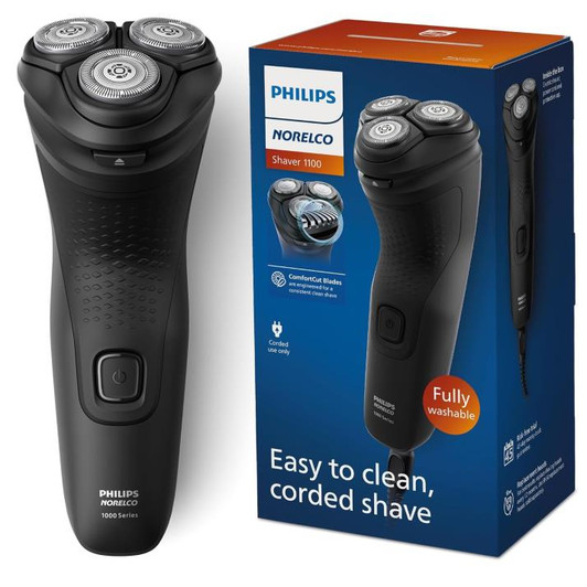 Philips Norelco Shaver 1100, with Comfort Cut Blades & 4D Flex Heads (Corded Use Only)