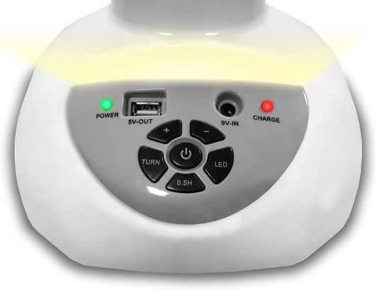 Technical Pro 12" Rechargeable Oscillating Tabletop Fan with 9 Speeds Controls, LED Night light and Powerbank