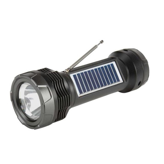 Technical Pro Rechargeable Emergency Flashlight,Radio and Bluetooth with Solar Panel
