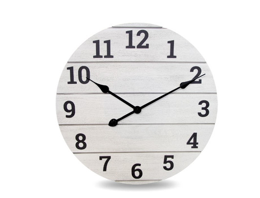 Mainstays 20" Analog Whitewashed Wood Plank Wall Clock