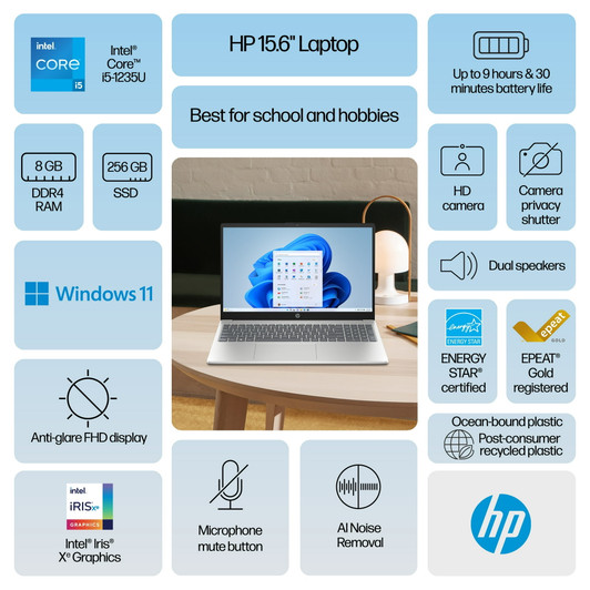 Hp 15.6" i5 8GB DDR4 256GB SSD Win 11 Home Laptop - Silver Hp 15.6" i5 8GB DDR4 256GB SSD Win 11 Home Laptop - Silver
