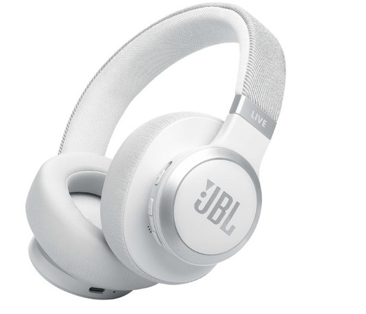 JBL LIVE 770NC - Adaptive Noise Cancelling with Smart Ambient Wireless Over-Ear Headphones, Bluetooth 5.3, Up to 65H Battery Life with Speed Charge-White