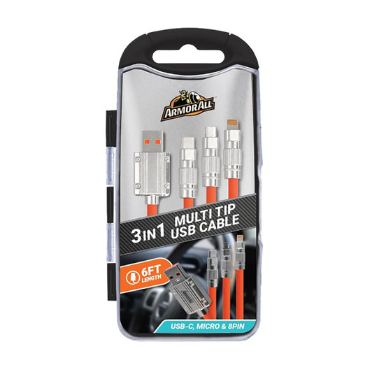 Armorall 3 in 1 Multi Tip USB Charging Cable 6FT (1.82M)