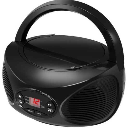 GPX Bluetooth Boombox With Built-in Stereo Speaker, CD Player, FM Radio And 3.5MM Headphone Jack-Black