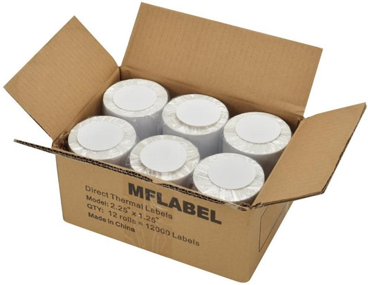 Premium Paper Plus 1.25" X 2.25" Thermal Label for Label Printer (1000 Labels per Roll) 12 Pack