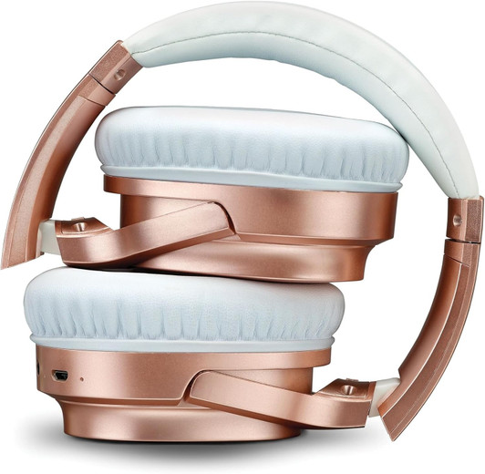 ILive Active Noise Cancellation Bluetooth Headphones Dual With 3.5MM Audio With 3.5MM Jack Cable-Rose Gold
