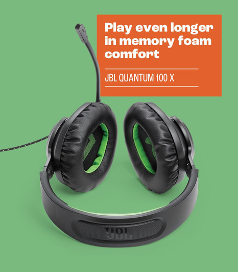 JBL Quantum 100X Wired Over Ear Gaming Console-Black/Green