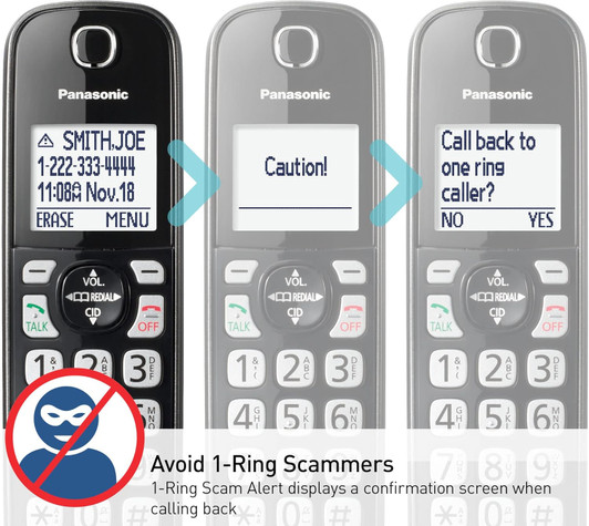 Panasonic Cordless Phone with Answering Machine, Advanced Call Block, Bilingual Caller ID and Easy to Read High-Contrast Display, Expandable System with 3 Handsets-Metallic Black