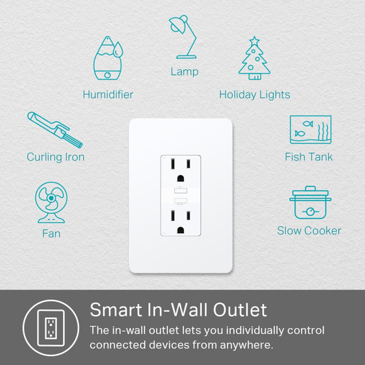 TP-Link Kasa KP200 Smart WIFI In Wall Power Outlet Works with Alexa Google Home