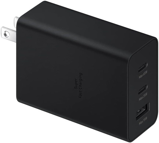Samsung 65W 3-Port Super Fast Charging Wall Charger With USB-C Cable-Black