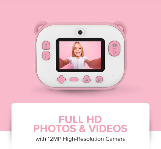 myFirst Insta 2 - New, Hybrid Camera, 12MP Instant Print, Accessories Included, Inkless, microSD -Pink