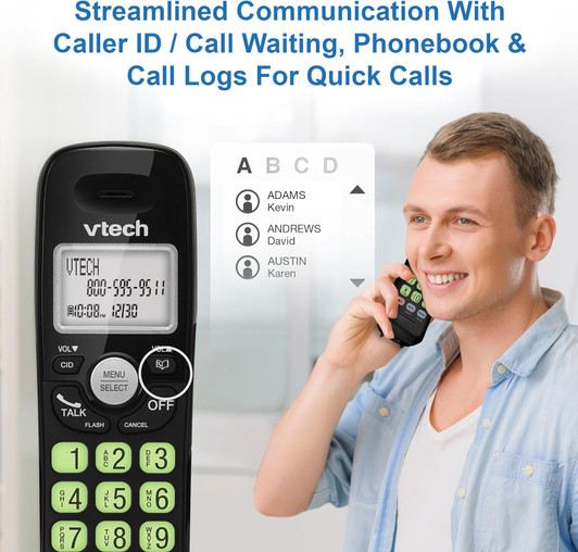 VTech Black VG131 DECT 6.0 Bluetooth Cordless Caller ID Phone