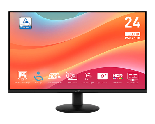MSI 24" Monitor With 1920x1080P HD, 100HZ, 1 HDMI Port And Display Port