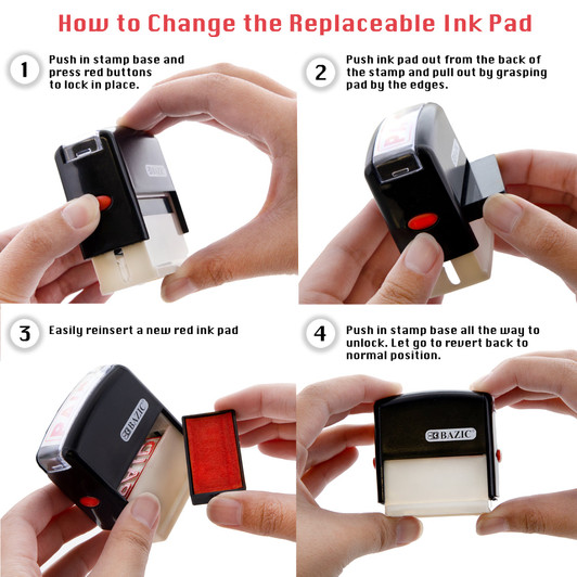 Bazic Received Self Inking Rubber Stamp Red Ink