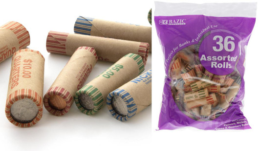 Bazic 5010 Assorted Coin Wrappers 36 Pack