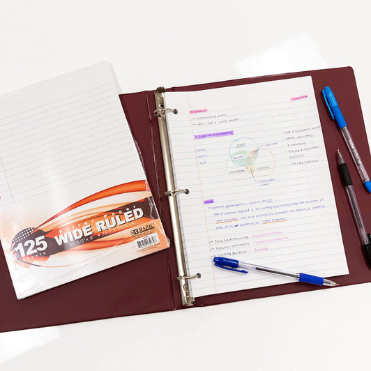 Bazic 150 Sheets Wide Ruled Filler Paper 10 1/2" x 8"