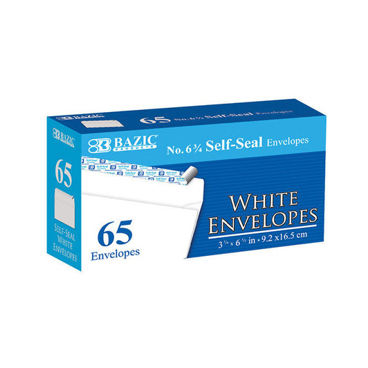 Bazic White Self Seal Envelopes 65 Pack