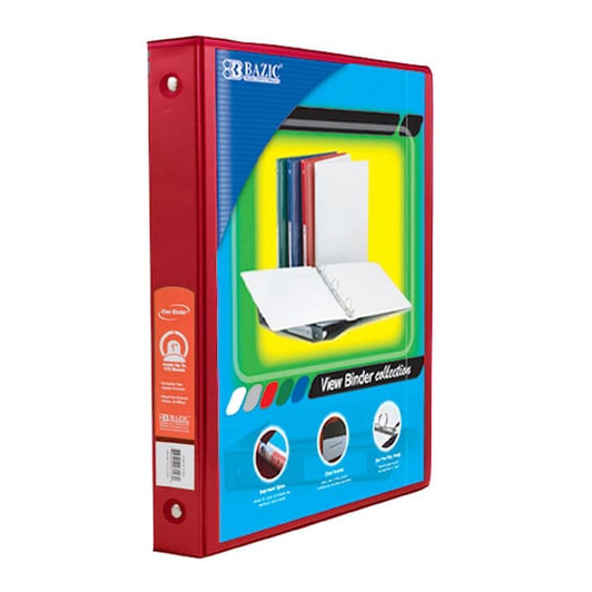 Bazic 4123 Red Tinted Films Binder with 2 Pockets Size 1" 3 Ring