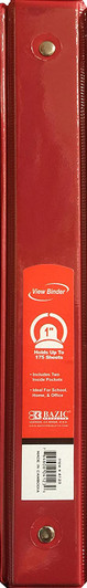 Bazic 4123 Red Tinted Films Binder with 2 Pockets Size 1" 3 Ring