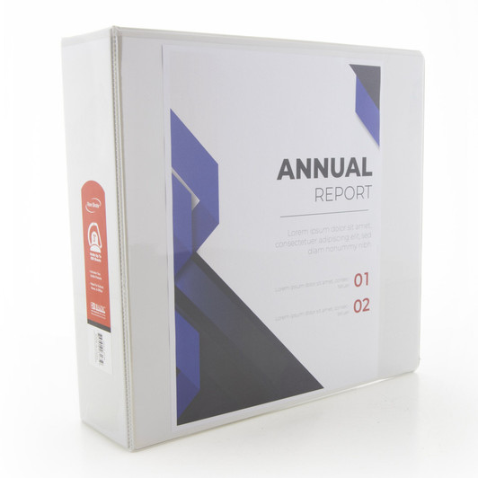 Bazic 3" White Slant D Ring View Binder with 2 Pockets