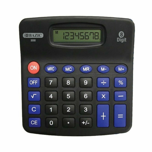 Bazic 8 Digits Large Desktop Calculator, Adjustable Display, Black