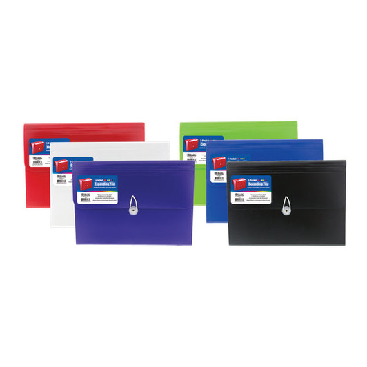 Bazic Letter Size 7 Pocket Expanding File, Assorted Colors