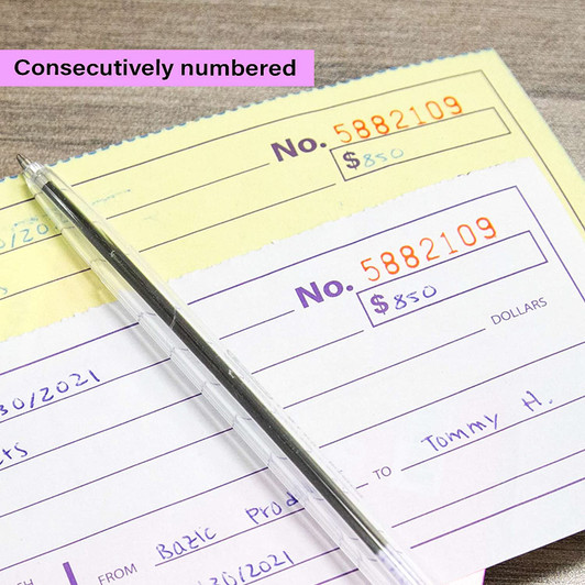 Bazic Cash/Rent Receipt Carbonless 2 Part 50 Sets