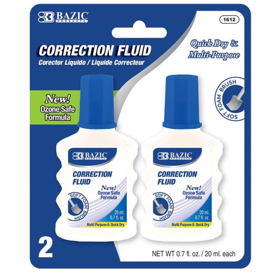 Bazic Correction Fluid with Soft Foam Brush 2 Pack