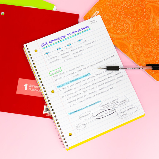 Bazic 10.5 x 8" Assorted Spiral Notebook College Ruled 1 Subject 70 Sheets