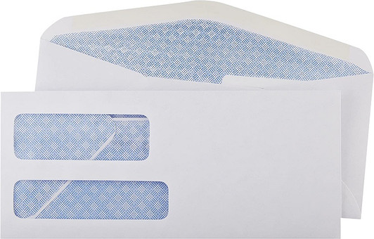 Members Mark # 9, 3.7/8 x 8.7/8" Double Window Envelope Peel & Seal 24lb paper White Envelopes 500 Pack