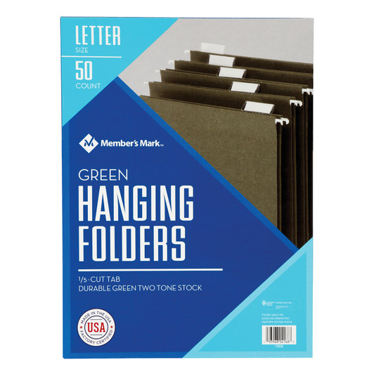 Members Mark Smed Letter Hanging Folder 1/5 cut Tab 50 Pack