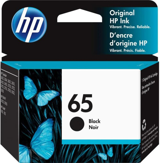 HP 65 Black Ink Cartridge Approximate 120 Pages Yield