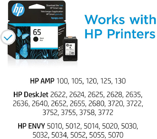 HP 65 Black Ink Cartridge Approximate 120 Pages Yield