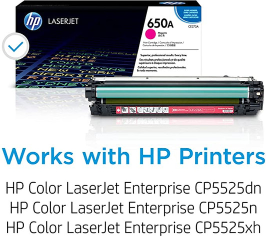 HP 650A Magenta LaserJet Toner Cartridge Approximate 15,000 Pages Yield